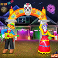 9 ft Día de los Muertos Inflatable Skull Archway, Halloween outdoor decoration