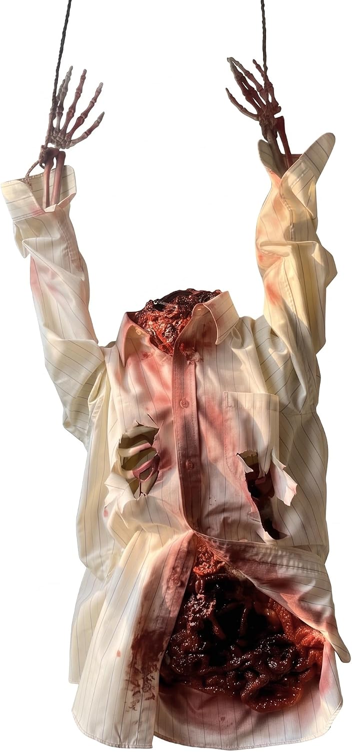 Life-Size Hanging Torso Prop for Haunted Houses, Halloween outdoor decoration