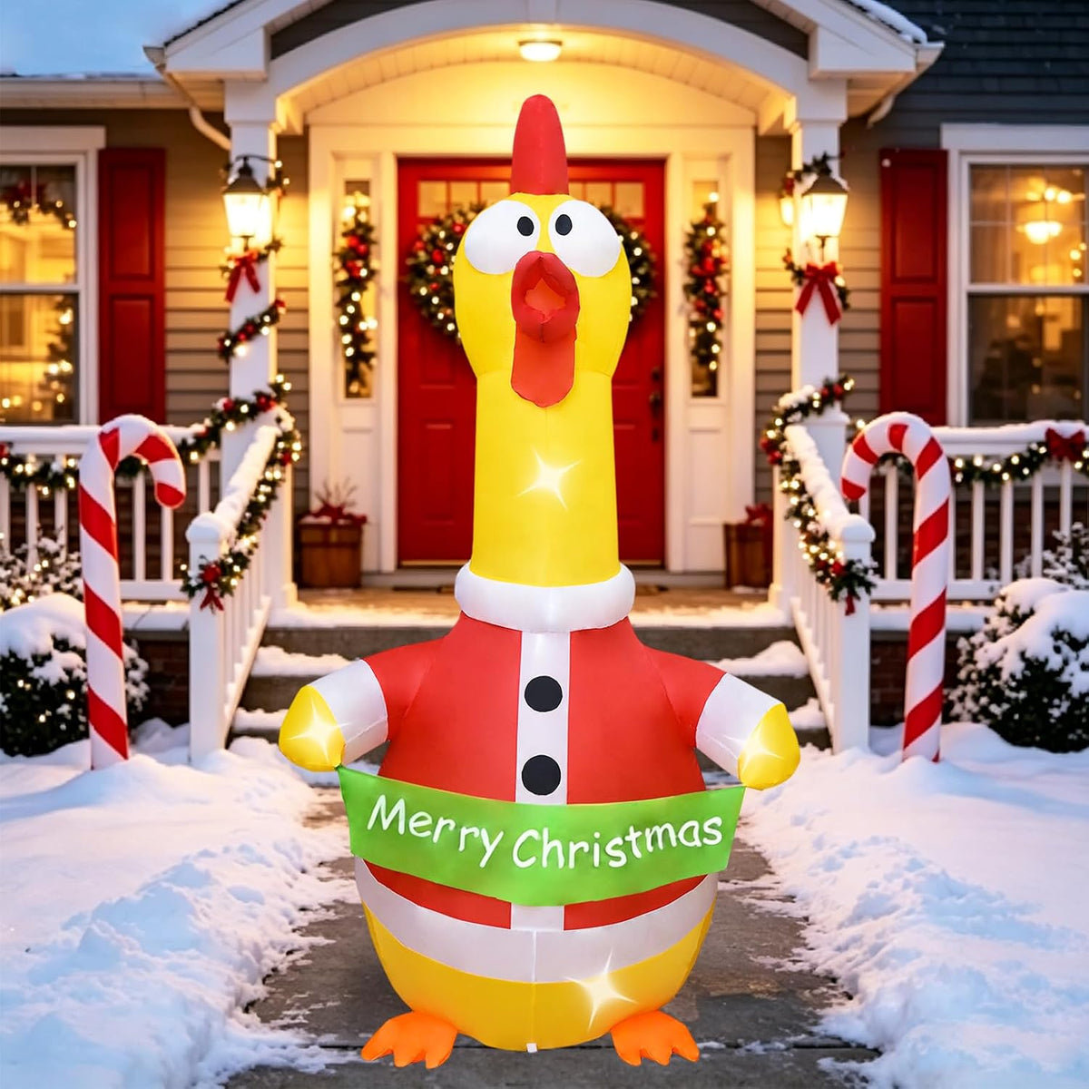 8 ft Inflatable Screaming Chicken, Christmas outdoor decoration