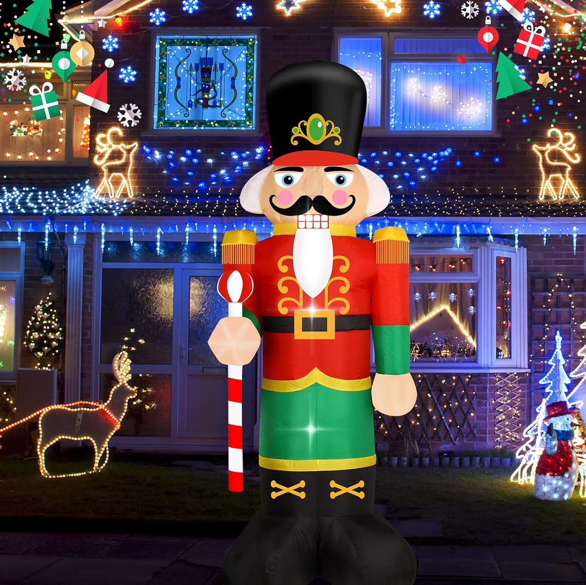 8 ft Inflatable Nutcracker Soldier, Christmas outdoor decoration
